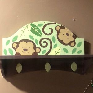 Kids monkey shelf with hanging pieces